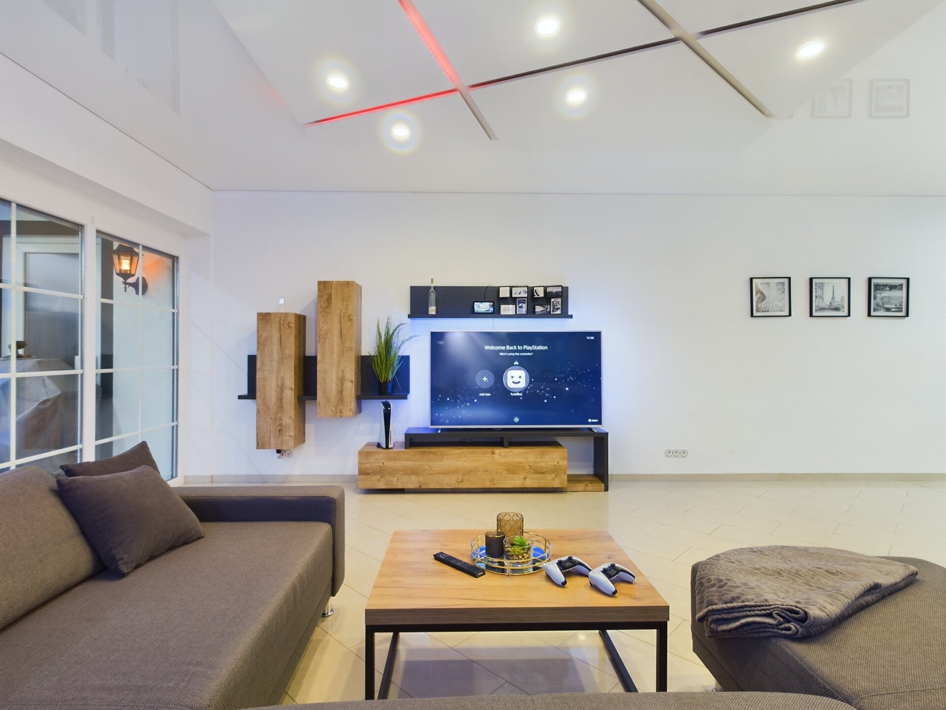 siegelbach-59a-44 Modern living room with a large flat-screen TV and contemporary decor near Ramstein Air Base.